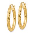 thumbnail image 2 of 14K Yellow Gold Diamond Cut 3mm Round Hoop Earrings, 2 of 4