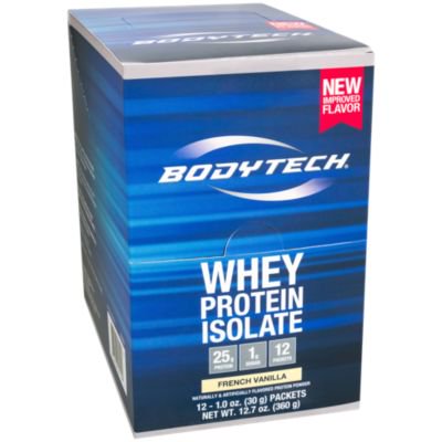 BodyTech Whey Protein Isolate Powder  With 25 Grams of Protein per Serving  BCAA's  Ideal for PostWorkout Muscle Building  Growth, Contains Milk  Soy  Vanilla (12
