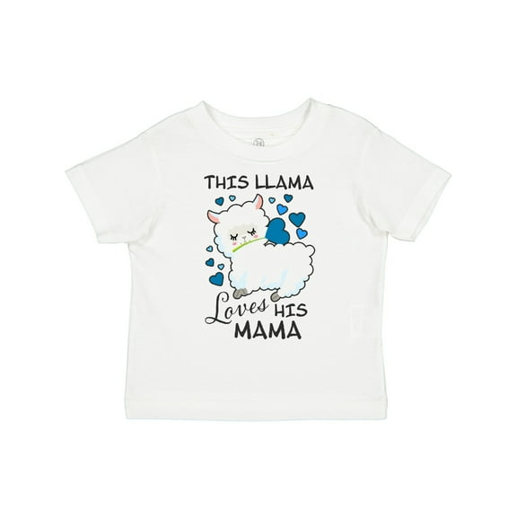 Inktastic This Llama Loves His Mama with Blue Hearts Boys Toddler T-Shirt