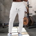 thumbnail image 2 of YUELONGHU Men's Casual Cargo Pants Mens Cargo Pants Relaxed Fit Men's Solid Fitness Casual Trousers Pocket Zipper Pocket Sports Pants L, 2 of 4