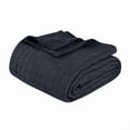 thumbnail image 2 of Superior Basketweave All-Season Cotton Blanket, California King, Navy Blue, 2 of 10