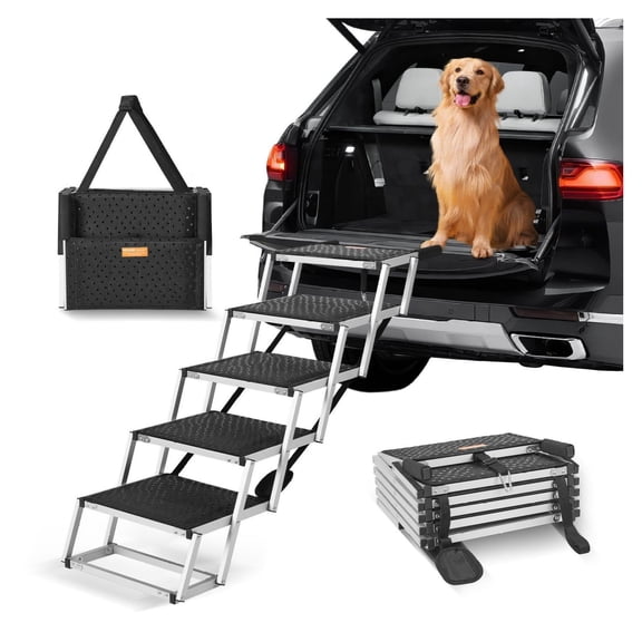 Dog Stair for Cars 5-step Folding Dog Steps Aluminum Loads up to 150 lbs Default