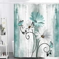 thumbnail image 4 of Rustic Farmhouse Shower Curtain, Farm Teal Daisy Floral Flowers and Butterfly on Country Wooden Shower Curtain for Bathroom, Turquoise Blue Bathroom Shower Curtains with 12PCS Hooks, 72X84IN, 4 of 6