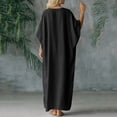 thumbnail image 6 of GUACER Womens Kaftan Maxi Dress Fashion Cotton Linen V Neck Boho Long Dress with Side Slit Loose Fit Beach Coverups, 6 of 6