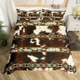 thumbnail image 3 of Erosebridal Cowhide Comforter Cover Brown Highland Cow Print Duvet Cover,Western Bedding Set Exotic Aztec Queen Bed Set,Farmhouse Wild Animals Longhorn Skin Room Decor Cowboys Gifts for Men, 3 of 5