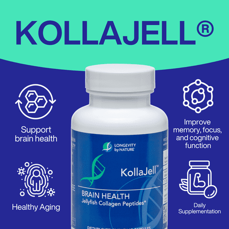 Longevity by Nature, KollaJell Brain & Memory Support, Memory Supplement for Brain, 60 Capsules