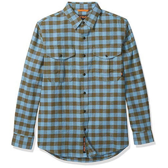 Walls Men's Brahma Long Sleeve Heavyweight Brushed Flannel Shirt, Grape Leaf/Blue Heaven Buffalo Plaid, Large