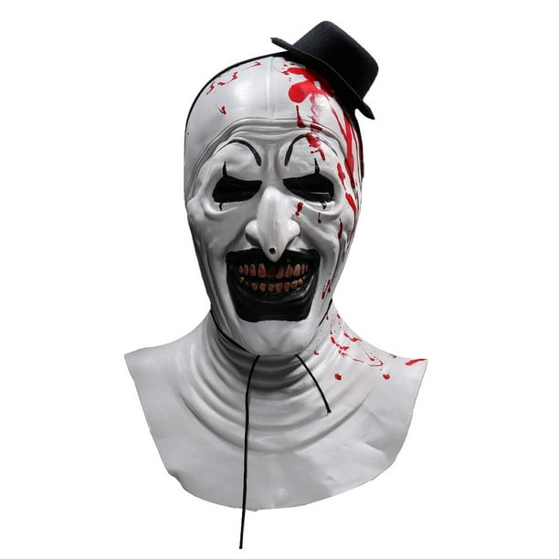 Máscara de payaso de Horror, sombrero de Joker malvado de demonio sangriento espeluznante, casco de látex, accesorios de disfraz de fiesta de Halloween Fivean unisex