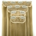 thumbnail image 3 of SHCKE 4 Pieces/set Clip In Hair Extensions 18 Inch Straight Hair Extensions Thickned Hair Extensions Synthetic Fiber Hair Extensions for Women Ash Blonde Mix Bleach Blonde, 3 of 5