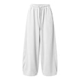 thumbnail image 6 of HomeDM Women's Sweatpants Drawstring Loose Lounge Pants with Pockets for Summer Casual Work White L, 6 of 8