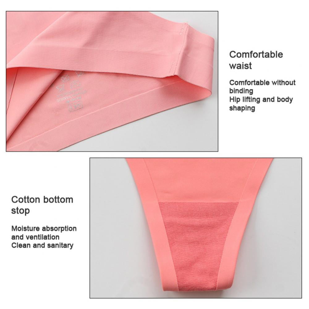WBQ Women Seamless Thongs Mid-Rise Comfy Underwear G-Strings Panties,Pack  of 3 