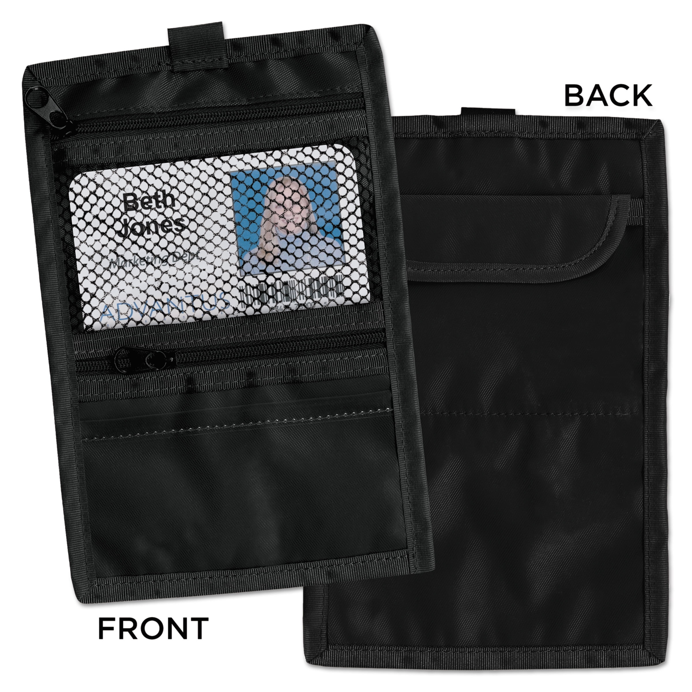 Travel Id/document Holder, 5.13 X 7.75, Nylon, Black, 5/pack Bundle