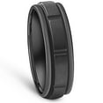 thumbnail image 3 of Pompeii Black Titanium Mens Comfort Fit Brushed Grooved Polished Edge Wedding Band 7MM (,), 3 of 4