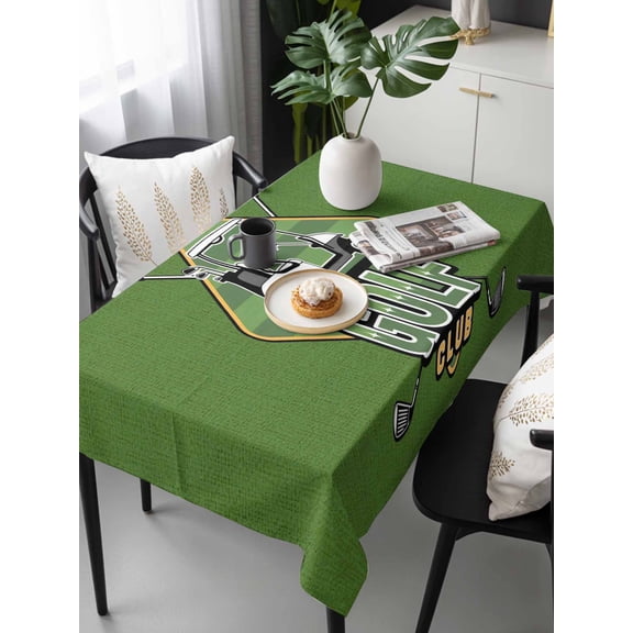 Golf Club Green Tablecloth Rectangle Table Cloth 60x120 ,Waterproof Outdoor Table Cloth Covers Decorative Table Protector ,Abstract Vintage Golf Sports Washable Table Cover for Kitchen Dinning Party
