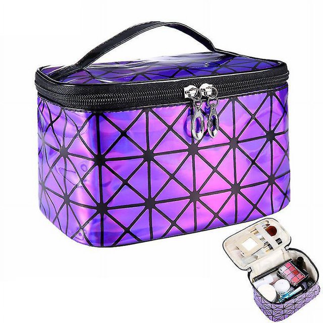 Lingge Bolsa de cosméticos láser Bolsa de Viaje, Bolsa de Lavado Impermeable de Gran Capacidad, Púrpura