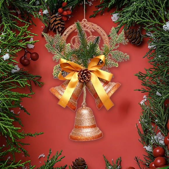 Christmas Decorations Golden Bells Hotel Lobby Decorations Front Desk Display Window Glass Door Wall Hanging Decorations