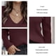 thumbnail image 5 of Suéter Otoño Invierno Cuello En V Color Puro Puff Manga Larga Moda Delgado Casual Mujer Suéter para Exterior Interior Vino Rojo XL, 5 of 6