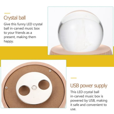 

1 Set LED Crystal Ball In-carved Music Box Chic Wood Projection LED Night Light