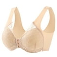 thumbnail image 3 of HNMKIU 3PC Women's Front Side Buckle Lace Edge Without Steel Ring Movement Seamless Gathering Adjustment Yoga Sleep Large Bras For Women D-Beige,XL, 3 of 5