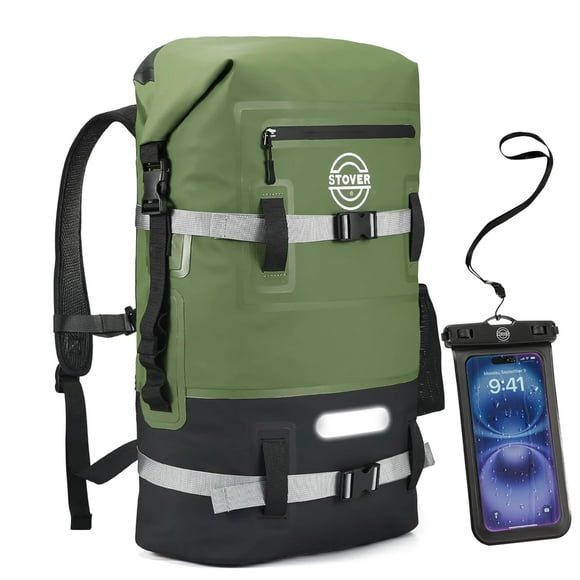 Mochila impermeable y seca STOVER, XL, flotante, verde