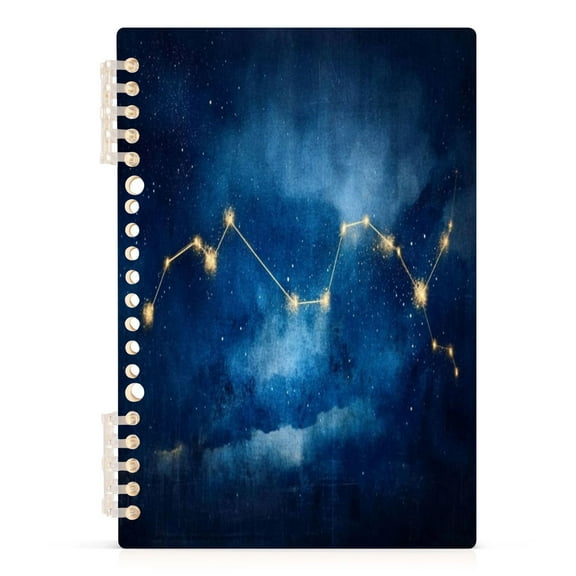Constellation Night Sky A5 8.3x5.7in PP Notebook, Adjustable Rings, 60 Sheets, Diary or Journey Note