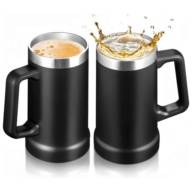 Tarro Cervecero de Acero Inoxidable (2 Pz), Vasos Térmicos para Bebidas, Material 304, Doble Pared Térmica, Tarro de Cerveza, Tazas para Café.
