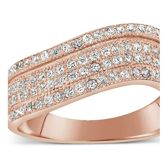 1 Carat Designer Luxurious Diamond Wedding Ring Band in Rose Gold