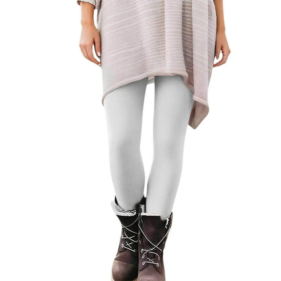 Fiaer Womens Leggings Plus Size Comfort Yoga Pants Slim Fit Solid Color Stretch Trendy Casual Tight Trousers White XL