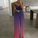 thumbnail image 4 of Gibobby pantalones siameses de pierna ancha Mono en V con estampado de mamelucos de verano para mujer(Morado， L), 4 of 5