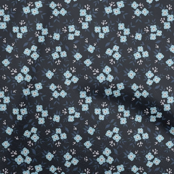 oneOone Cotton Cambric Navy Blue Fabric Floral Sewing Craft Projects Fabric Prints By Yard 56 Inch Wide
