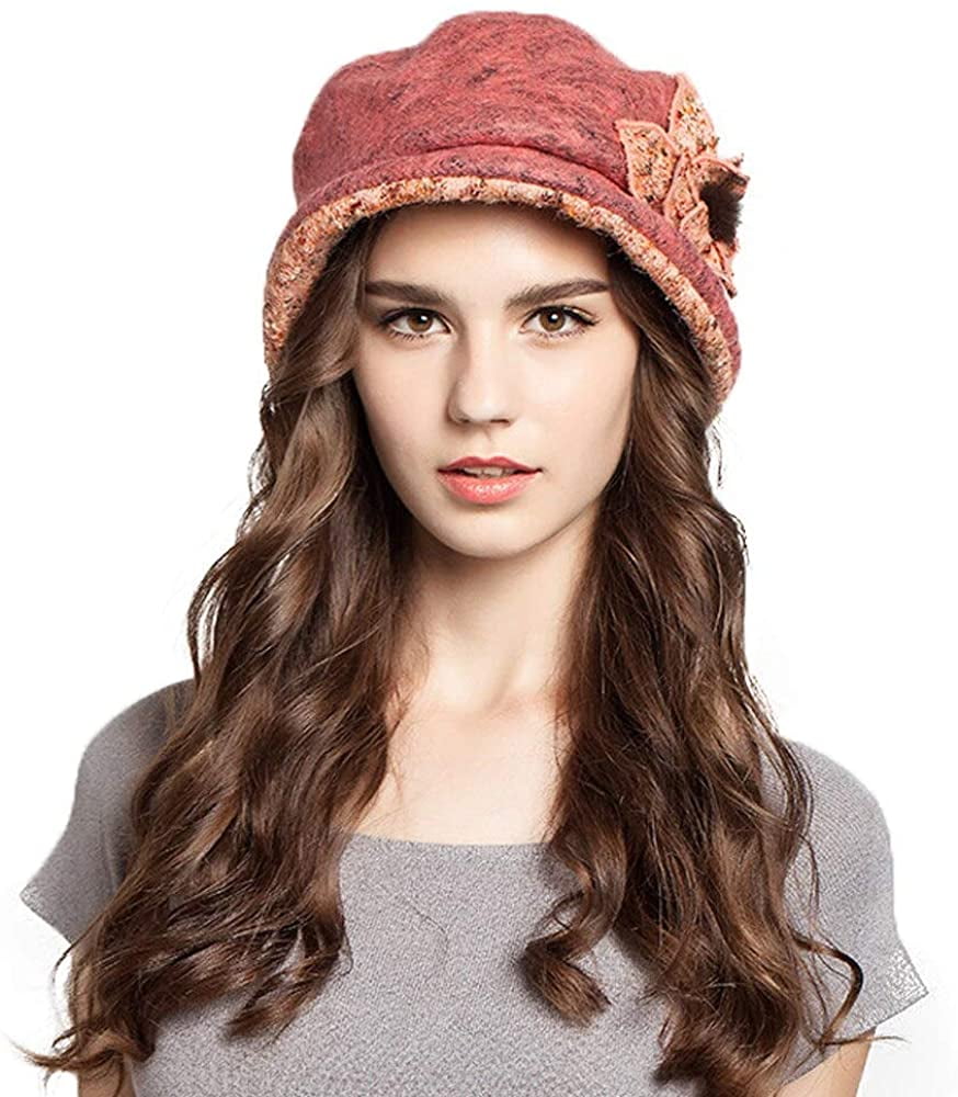 Womens Wool Floral Hats Slouchy Winter 
