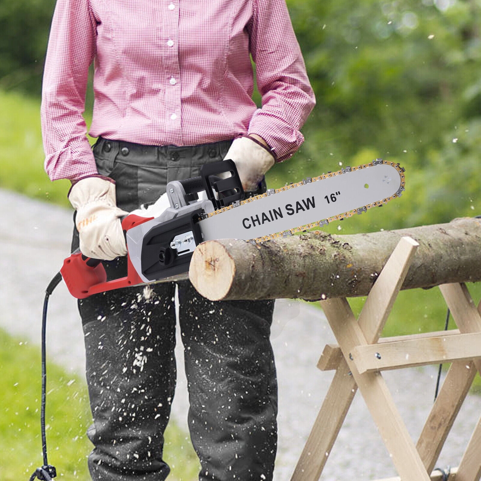 Logging Saw Heavy Duty Electric Power Chainsaw 16" Chain Saw 16"Cordless Electric Chain Saw Wood Cutter One-Hand Saw Woodworking Chainsaw Woodworking Tool