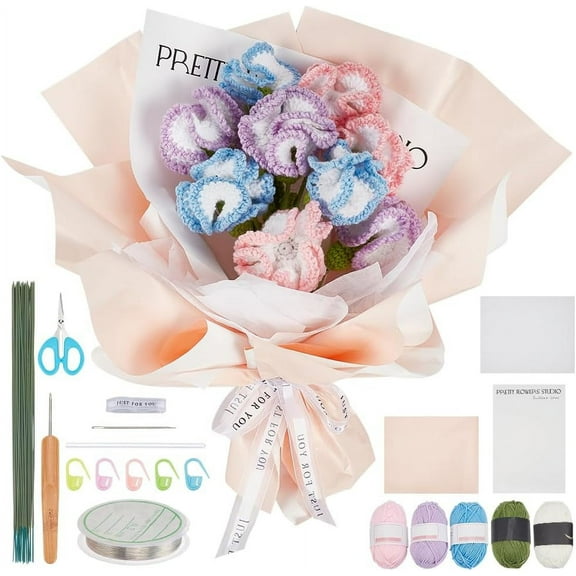 10 Carnation Flowers Crochet Kits for Beginners Complete Flower Crochet Kits for Adults Starters with Instruction and Video Tutorial Crochet Kit Gift