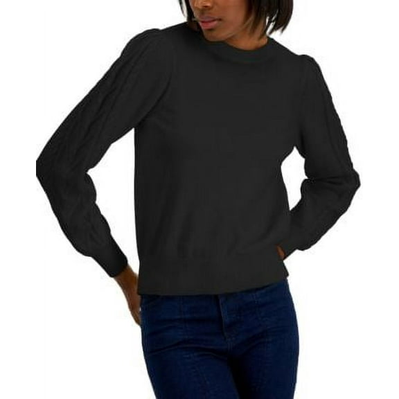MSRP $80 Inc International Concepts Cable-Sleeve Sweater Black Size Small