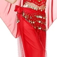 thumbnail image 3 of Beads & Coins Chiffon Belly Dancing Dance Hip Scarves Skirt Scarf Wrap Belt Red, 3 of 4