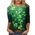 thumbnail image 2 of Ounisa Womens 3/4 Sleeve T Shirt Crew Neck St.Patrick's Day Printed Pullover Loose Fit Casual Fashion Practical Tops S-3XL, 2 of 5