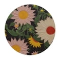 thumbnail image 2 of Awypu White Daisy Sunflower Round Tablecloth with Elastic Edged Leaves Flowers Fitted Table Cloths Cover Mat Washable Polyester Spill Proof Table Covers for Indoor outdoor Dinning Patio Table White, 2 of 7
