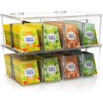 thumbnail image 1 of Kichly 2 Pack Tea Bag Organizer - Stackable Acrylic Tea Bag Organizer with Clear Plastic Storage for Kitchen & Pantry, Perfect for Coffee Packets, Sugar, Snacks, Herbs, and Spices (Clear), 1 of 8