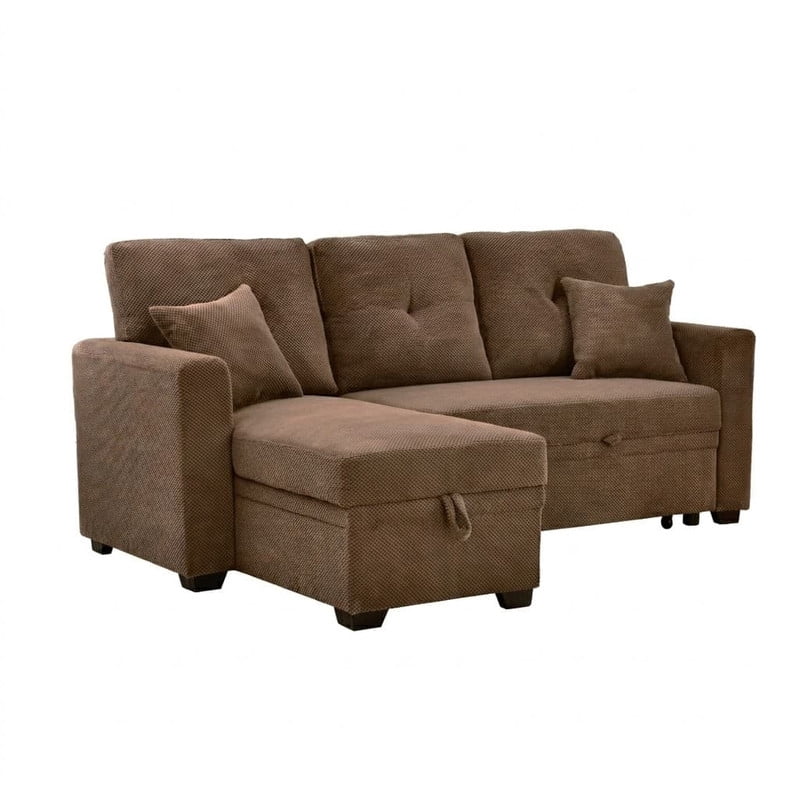 L-Shaped Sectional Sofa with Pull-Out Bed and Reversible Chaise, Convertible Sleeper Sofa Bed Modern Couch Bed for Living Room Apartment
