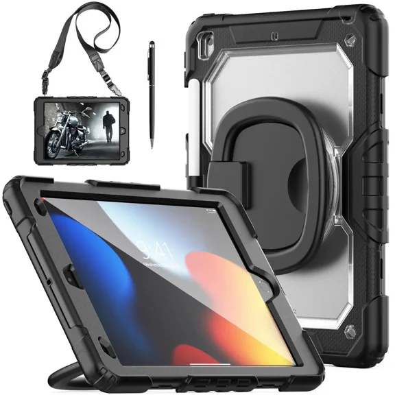Case for Samsung Galaxy Tab A9 Plus 11 inch 2023 SM-X210/X216/X218 Shockproof Protective Cover with Screen Protector Rotating Stand and /Shoulder Strap Pen Holder Stylus Pen