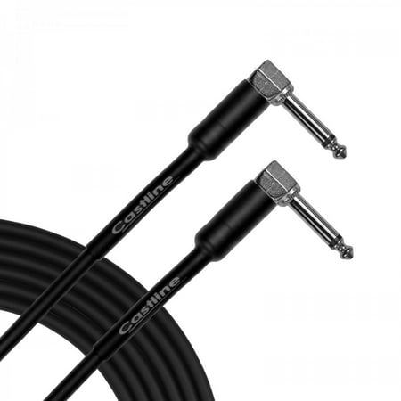 20 Ft Castline Silver Guitar 1/4" TS Right Angle to 1/4" TS Right Angle Unbalanced Cable Mogami 2582