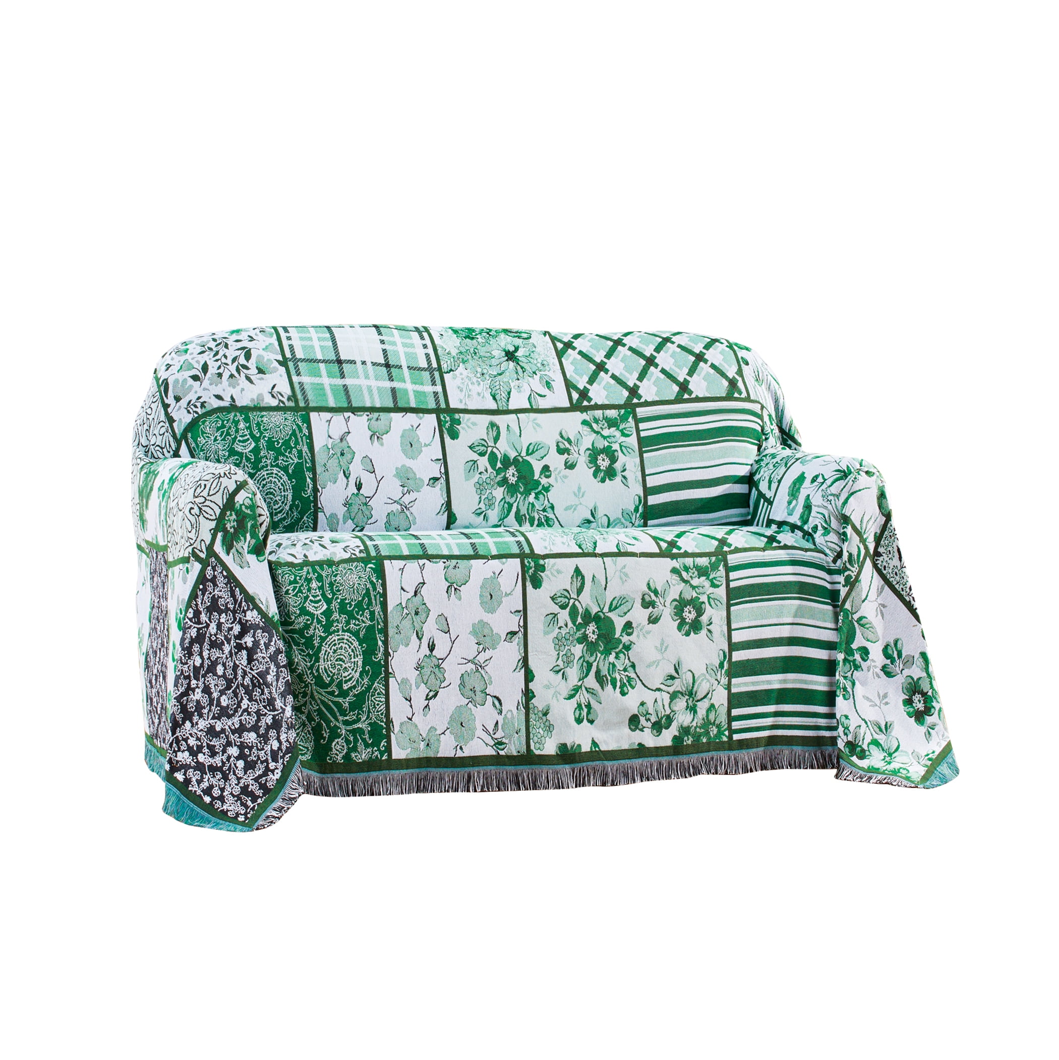 Collections Etc Stripe & Plaid Patchwork Tapestry Furniture Throw