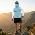 thumbnail image 7 of Men's UPF 50+ Sun Hoodie Long Sleeve Hooded Fishing Shirt Solid Pullover Cooling Ice Silk Breathable Quick-Dry Moisture Wicking 4-Way Stretch for Commute Fishing Hiking Sky Blue XL, 7 of 7