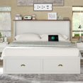 thumbnail image 2 of Merluxy Full Size Murphy Bed, Farmhouse Cabinet Bed with Charging Station and Storage Drawer for Bedroom & Guest Room, White, 2 of 9