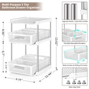 TAIMASI Pull-Out 3 Tier Bathroom Organizers and Storage, Under Sink Organizer, Kitchen Cabinet Organizer White, 2 (Count)