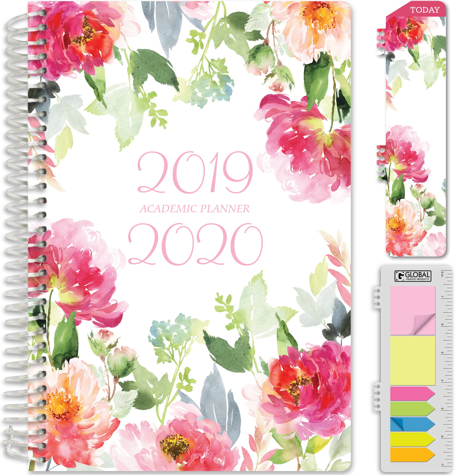 November 2021 Through December 2022 Pocket Folder and Sticky Note Set Rainbow Watercolors Bookmark 5.5x8 Daily Weekly Monthly Planner Yearly Agenda HARDCOVER 2022 Planner: 