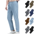 thumbnail image 3 of White Pants Men Work Loose Daily Casual Pants Baggy Pleated Slacks Summer Beach Trousers, 3 of 7