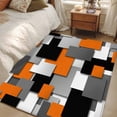 thumbnail image 4 of Kitchen Mats for Floor 3x5 Ft, Burnt Orange Black Geometric Non Slip Area Rugs for Kitchen Bedroom Entryway, Modern Abstract Art Block Washable Carpet Runner Rug Floor Mats for Bedroom Home Decor, 4 of 8