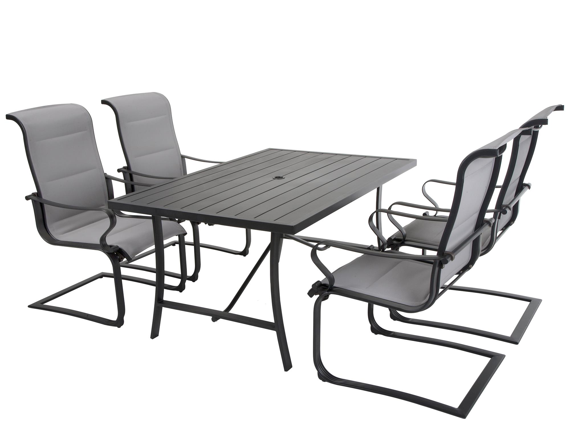 COSCO Outdoor Living 5 Piece SmartConnect Dining Set with Padded Motion Chairs, Gray Frame, Gray Fabric - image 5 of 23