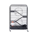 thumbnail image 2 of Pet Cage 37" 2 Doors Tray Metal House For Small Animals Black, 2 of 7